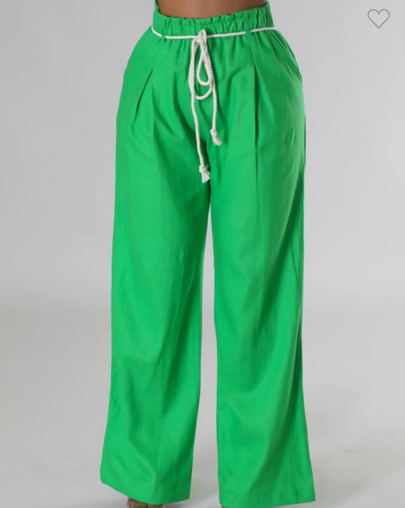 GINA LINEN PANTS (GREEN)