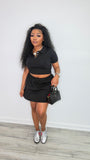 Let Them Chat Skirt Set (Black)