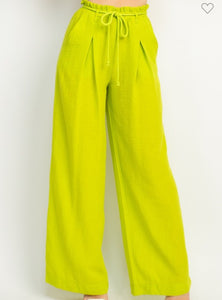 Chartreuse Linen Pants