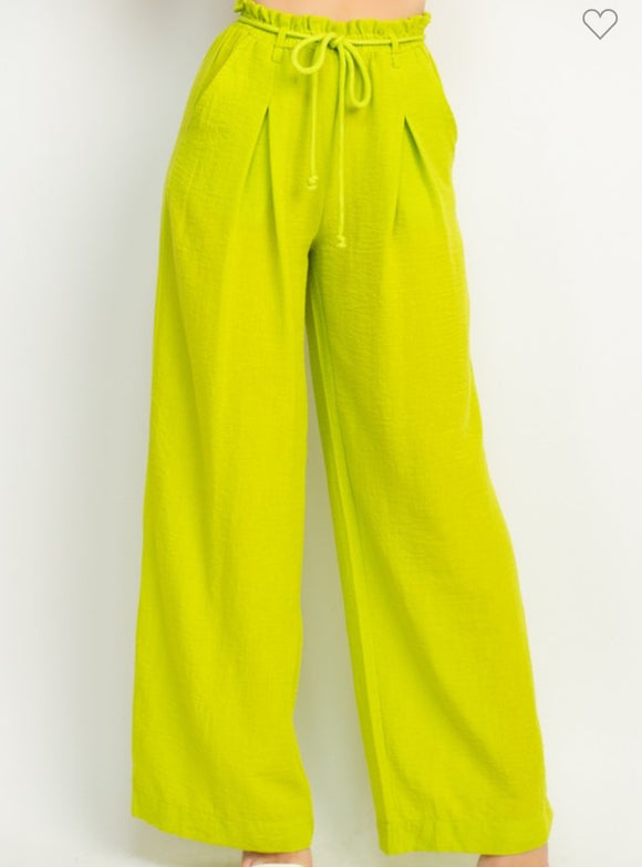 Chartreuse Linen Pants