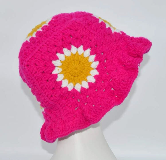 Pink Sunflower Crochet Hat